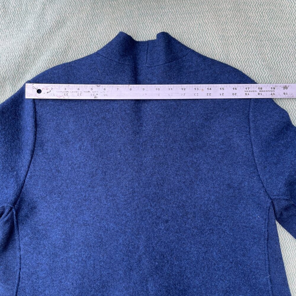 Boiled wool deep navy/deep purple button down v-neck jacket, elastic sides L! - Picture 12 of 16